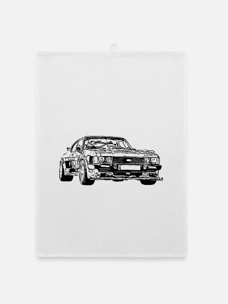 Rennsport Linien-Silhouette - Organic Geschirrtuch - Weiß - Vorne