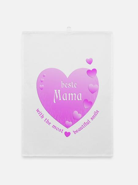 beste Mama - Organic Geschirrtuch - Weiß