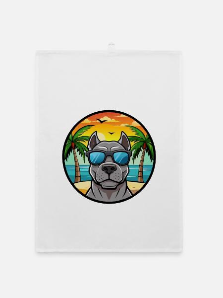Cane Corso Hunderasse Cartoon Sonnenbrille Strand - Organic Geschirrtuch - Weiß - Vorne