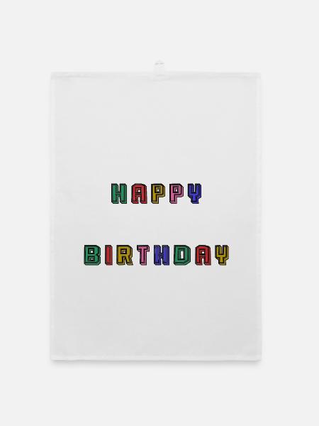 HAPPY BIRTHDAY - Torchon bio - blanc
