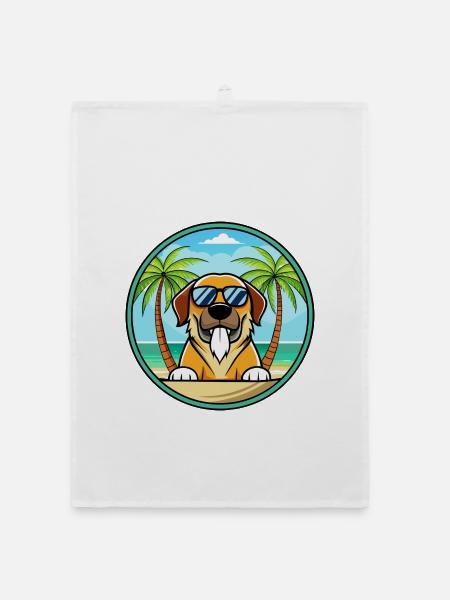 Spanische Dogge Hund Rasse Cartoon Sonnenbrille Strand - Organic Geschirrtuch - Weiß - Vorne