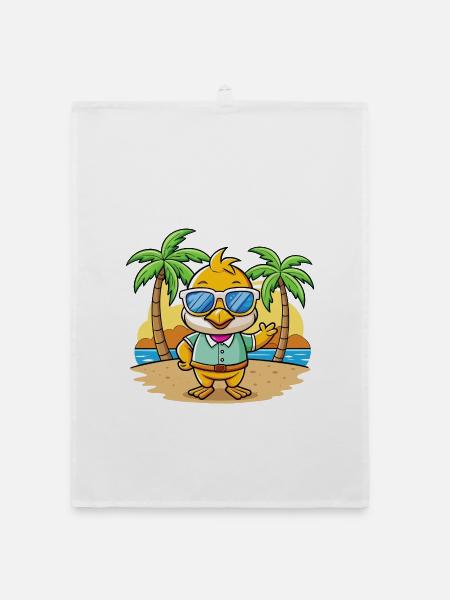 Ente Lustige Cartoon Sommer Strand Sonnenbrille - Organic Geschirrtuch - Weiß - Vorne