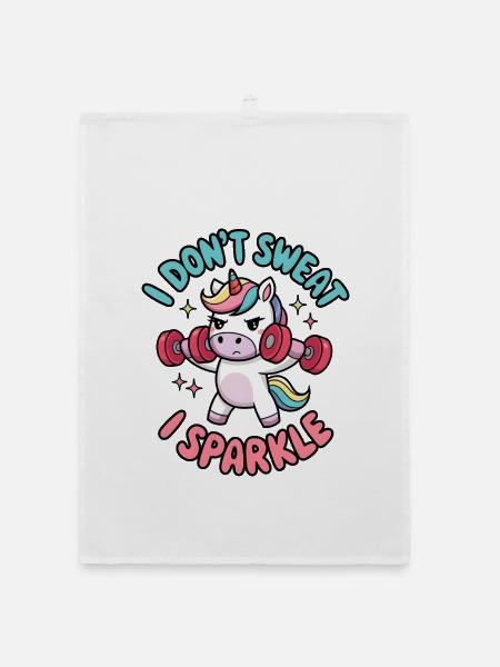 I Don't Sweat I Sparkle - Organic dish towel - white - Front