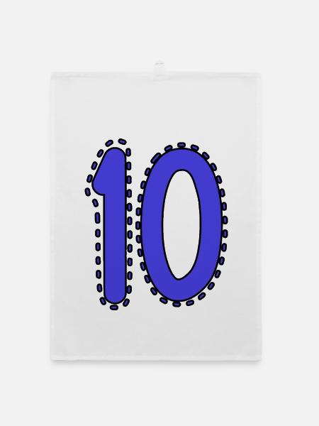 10. 10 ANS. 10e ANNIVERSAIRE. ANNIVERSAIRE 10 ANS. - Torchon bio - blanc - Devant