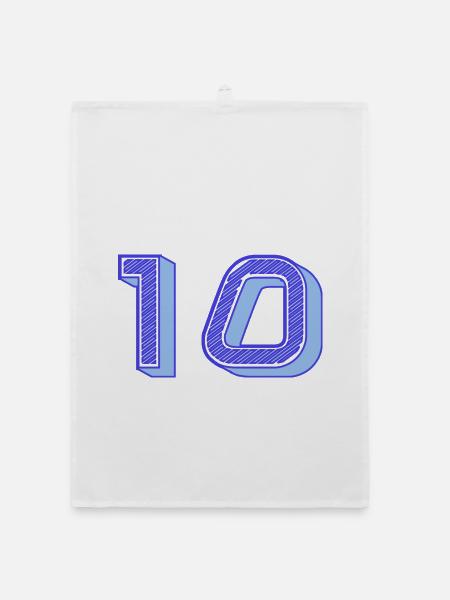 10. 10 ANS. 10e ANNIVERSAIRE. ANNIVERSAIRE 10 ANS. - Torchon bio - blanc - Devant