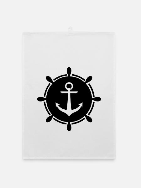 Anchor steering wheel - Organic Geschirrtuch - Weiß