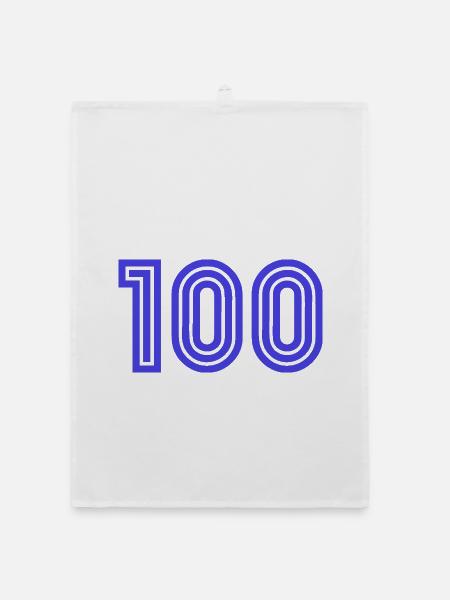 100. 100 ANS. 100e ANNIVERSAIRE. ANNIVERSAIRE 100 - Torchon bio - blanc - Devant