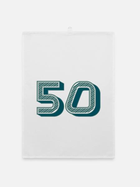 50. 50 YEARS. 50th ANNIVERSARY. 50TH ANNIVERSARY. - Organic dish towel - white - Front