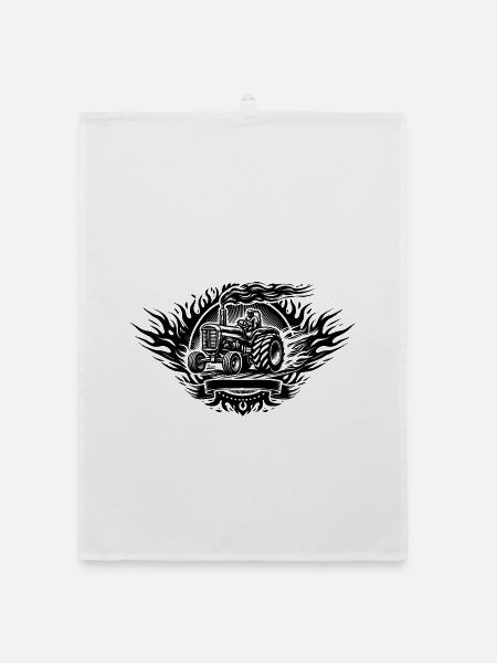 Tractor Pulling Logo - Organic dish towel - white - Front