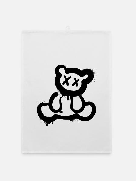 Grafitti ours en peluche - Torchon bio - blanc - Devant