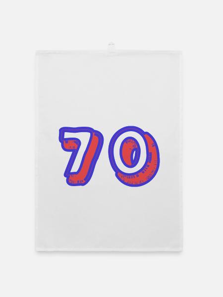70. 70 YEARS. 70th ANNIVERSARY. 70 YEARS ANNIVERSARY. - Organic dish towel - white - Front