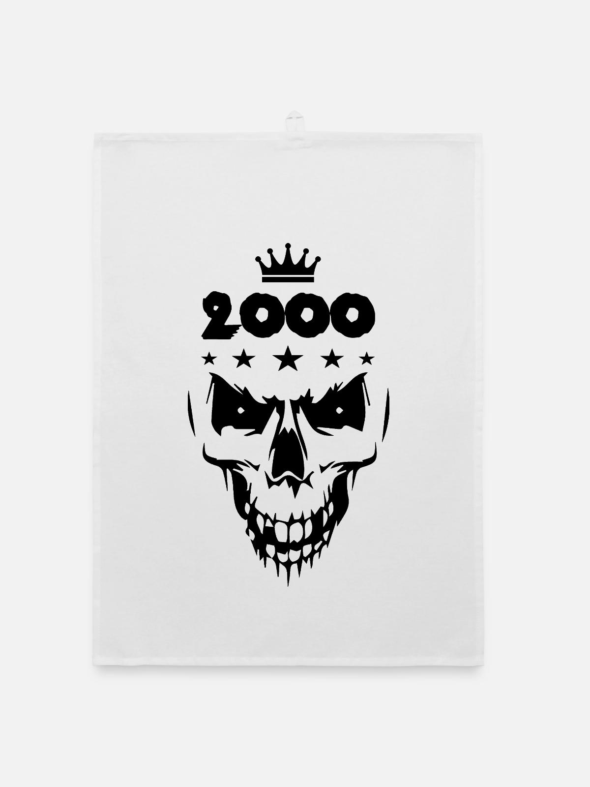 2000 Totenkopf - Organic Geschirrtuch - Weiß - Vorne