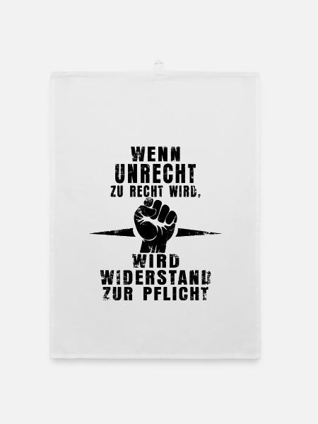 Resistance Is Mandatory - Statement Shirt - Organic dish towel - white