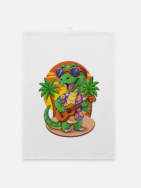 Lustige Schlange Sommer Strand Sonnenbrille Hawaiianisch - Organic Geschirrtuch - Weiß - Vorne