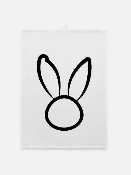 Minimalistischer Hase Line Art - Organic Geschirrtuch - Weiß