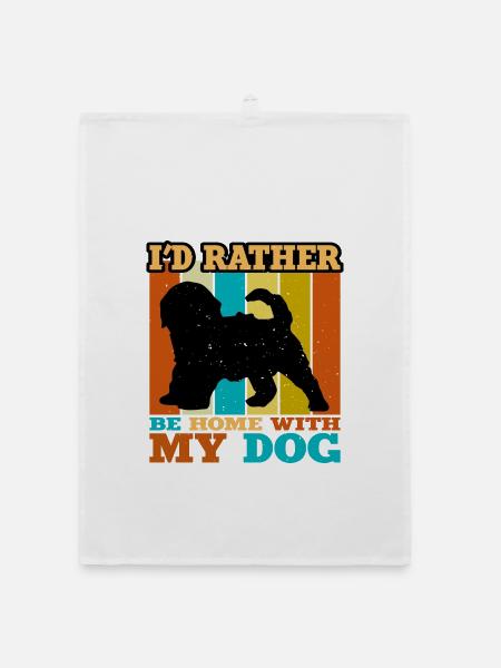 Cockapoo Hundeliebhaber Silhouette Vintage Sonnenuntergang - Organic Geschirrtuch - Weiß - Vorne