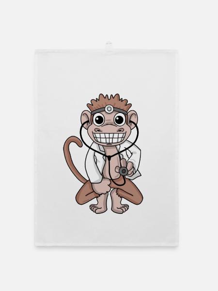Veterinarian monkey doctor doctor hospital - Organic dish towel - white - Front