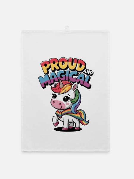 Proud And Magical - Organic dish towel - white