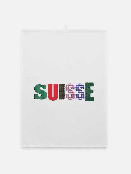 SUISSE. PAYS - Torchon bio - blanc - Devant
