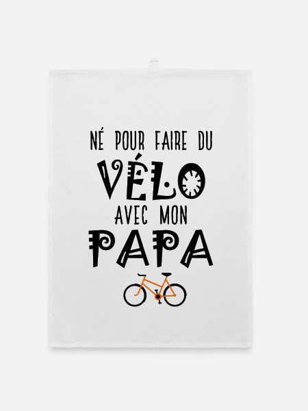 Né pour faire du vélo avec mon papa – Body Bébé - Torchon bio - blanc - Devant