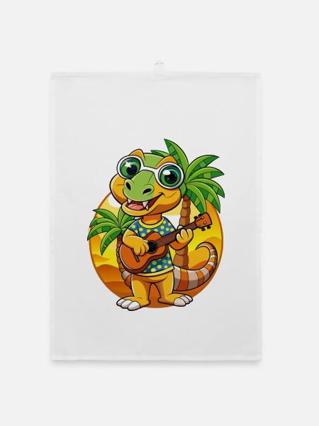 Lustige Schlange Sommer Strand Sonnenbrille Hawaiianisch - Organic Geschirrtuch - Weiß - Vorne