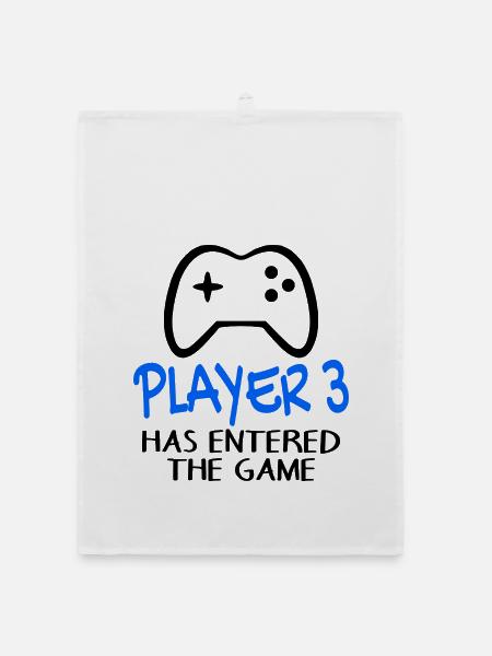 Player 3 has entered the game - Geburt Schwanger - Organic Geschirrtuch - Weiß - Vorne