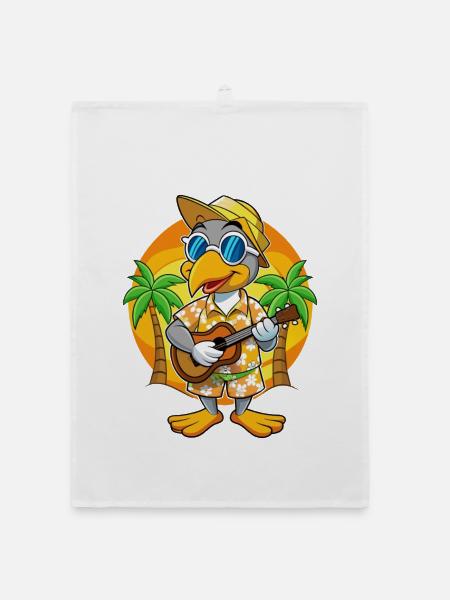 Lustige Pelikan Sommer Strand Sonnenbrille Hawaiianisch - Organic Geschirrtuch - Weiß - Vorne