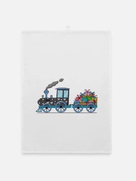 Train pour enfants avec remorque - Torchon bio - blanc - Devant
