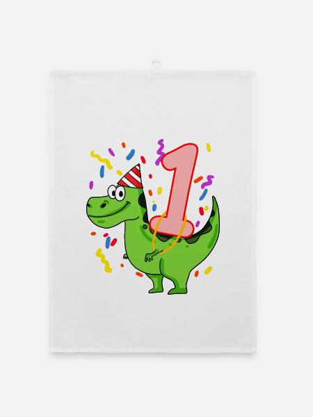 Dinosaurier Geburtstag 1 Jahre alt - Organic Geschirrtuch - Weiß - Vorne