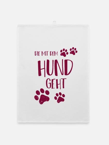 Die mit dem Hund geht - Organic Geschirrtuch - Weiß - Vorne
