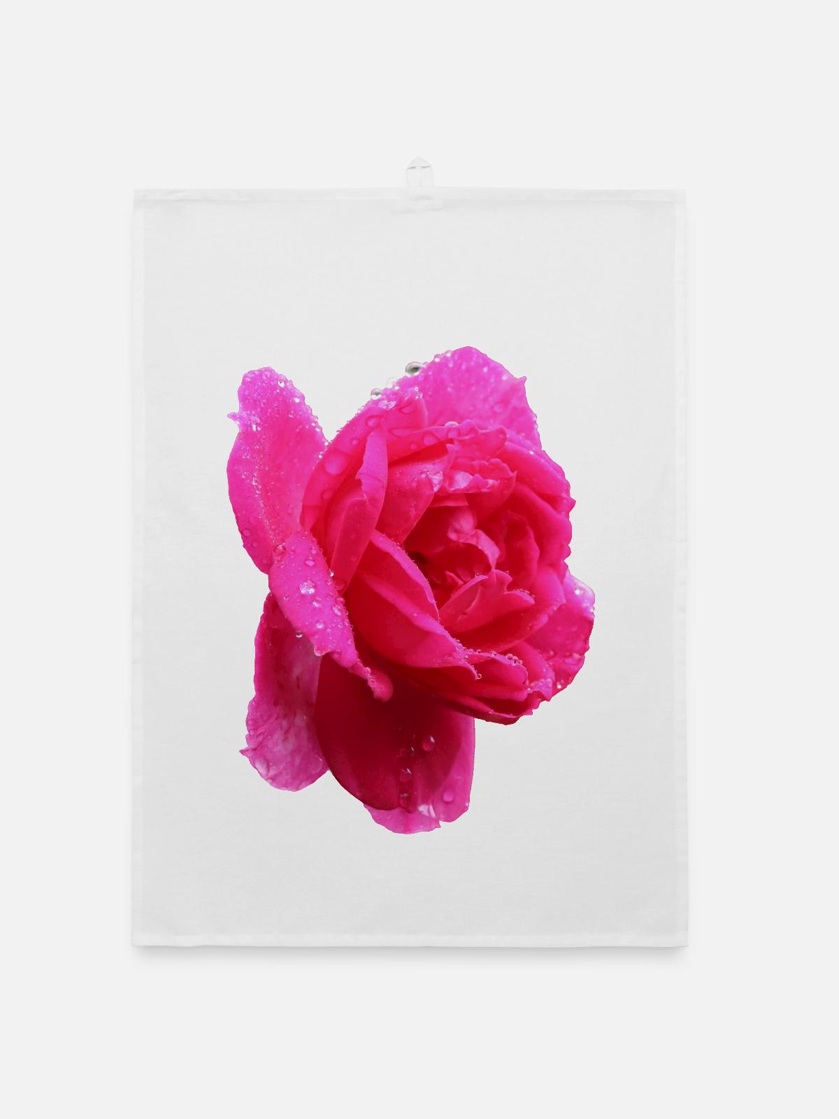 rosa Rose - Organic Geschirrtuch - Weiß - Vorne