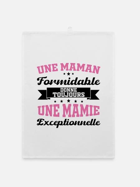 Cadeau pour Grand-Mère - Une Mamie Exceptionnelle - Torchon bio - blanc - Devant