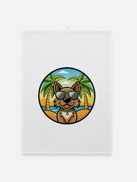 Cao Da Serra De Aires Lunettes de soleil de dessin animé de race de chien - Torchon bio - blanc - Devant