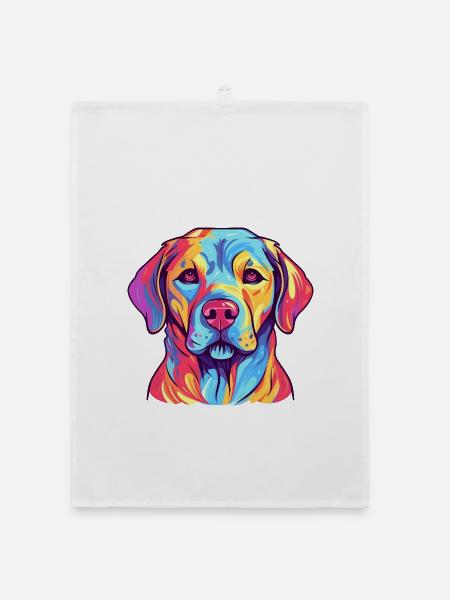 Labrador Hund Rasse Aquarell Karikatur Kawaii Farbe - Organic Geschirrtuch - Weiß