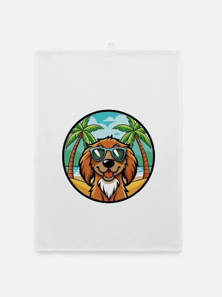 Boykin Spaniel Hunderasse Cartoon Sonnenbrille Strand - Organic Geschirrtuch - Weiß - Vorne