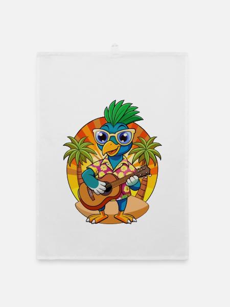 Lustige Pfau Sommer Strand Sonnenbrille Hawaiianisch - Organic Geschirrtuch - Weiß - Vorne