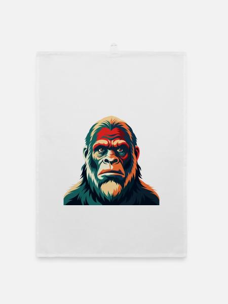 Big Foot Cartoon Figur Buntes Haustier Tier - Organic Geschirrtuch - Weiß - Vorne