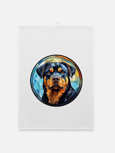Rottweiler Hunderasse Aquarellglas - Organic Geschirrtuch - Weiß - Vorne
