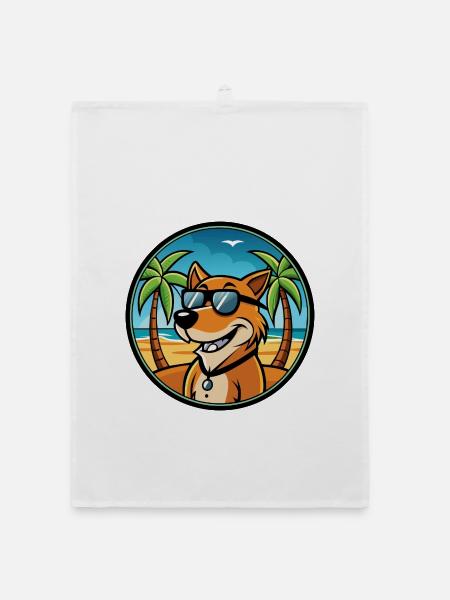 Majestätische Baumhund Hunderasse Cartoon Sonnenbrille - Organic Geschirrtuch - Weiß - Vorne
