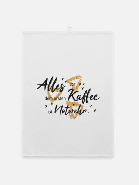 Alles vor dem ersten Kaffee ist notwehr - Organic Geschirrtuch - Weiß - Vorne