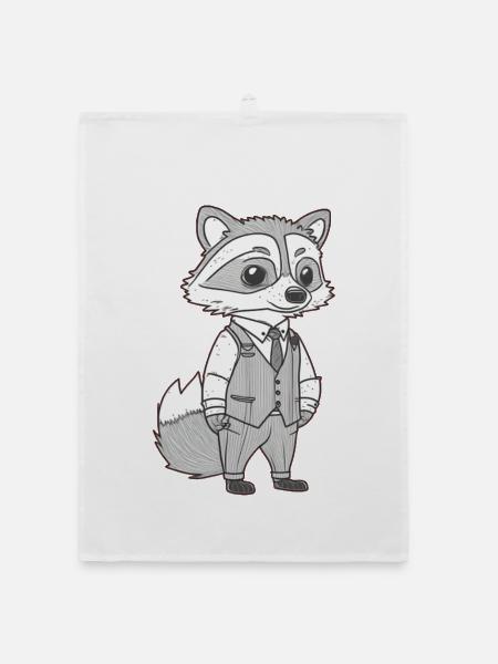 Renard occupé - Torchon bio - blanc - Devant