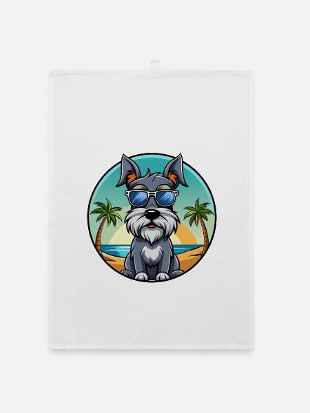 Standard Schnauzer Hunderasse Cartoon Sonnenbrille - Organic Geschirrtuch - Weiß - Vorne