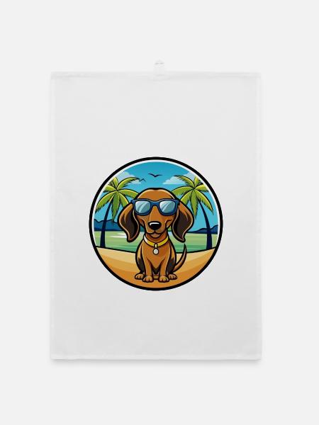 Alpine Dachsbracke Hunderasse Cartoon Sonnenbrille - Organic Geschirrtuch - Weiß - Vorne