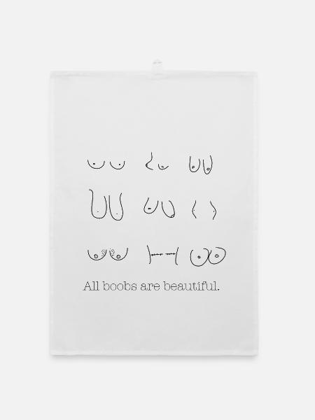 All boobs are beautiful Design - Organic Geschirrtuch - Weiß - Vorne