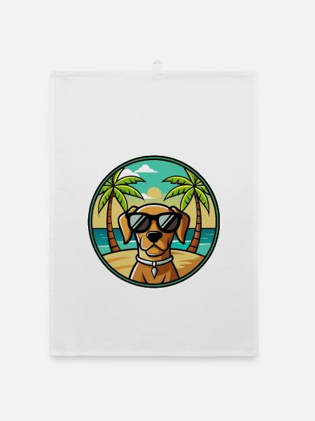 Portugiesische Pointer Hunderasse Cartoon Sonnenbrille - Organic Geschirrtuch - Weiß - Vorne