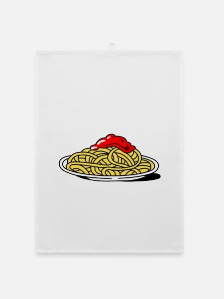 Spaghetti mit Tomaten - Organic Geschirrtuch - Weiß - Vorne