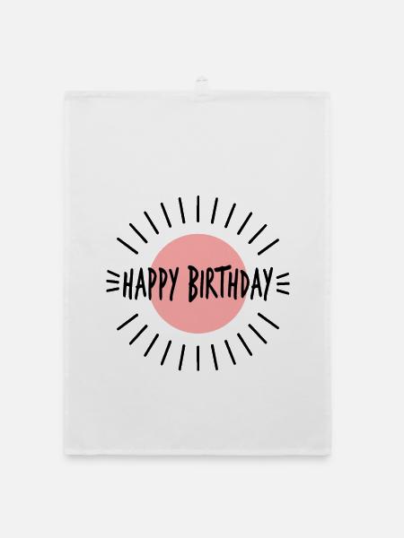 JAHRESTAG. ALLES GUTE ZUM GEBURTSTAG. ALLES GUTE ZUM GEBURTSTAG. - Organic Geschirrtuch - Weiß - Vorne