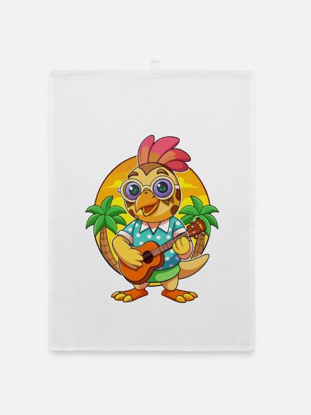 Lustige Wachtel Cartoon Sommer Strand Sonnenbrille Gitarre - Organic Geschirrtuch - Weiß - Vorne