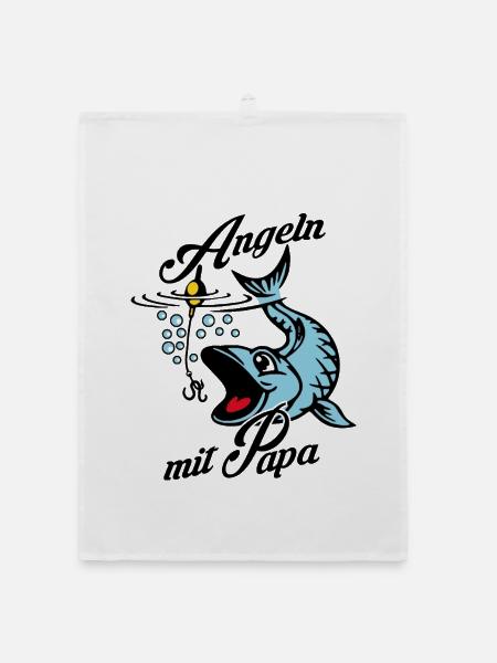 Angeln mit Papa. Ein Angeltag mit Papa - Organic Geschirrtuch - Weiß - Vorne