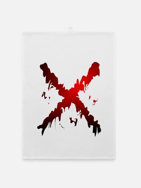 X Desing rot schwarz - Organic Geschirrtuch - Weiß - Vorne